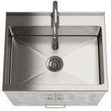 Simpli Home Lawrence Transitional 28 in. Wall Mount Laundry Sink with Cabinet Faucet and Stainless Steel Sink in Laundry White