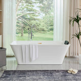 Vanity Art Nantes 67 in. x 30 in. Acrylic Freestanding Soaking Bathtub with Center Drain in White/Titanium Gold