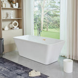 Vanity Art Nantes 67 in. x 30 in. Acrylic Freestanding Soaking Bathtub with Center Drain in White/Titanium Gold