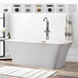 Vanity Art Nantes 67 in. x 30 in. Acrylic Freestanding Soaking Bathtub with Center Drain in White/Titanium Gold