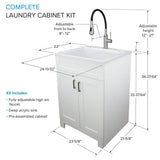 Transolid All-in-One 24.4 in x 22 in Acrylic Drop-In Laundry Sink and Cabinet with Faucet in White