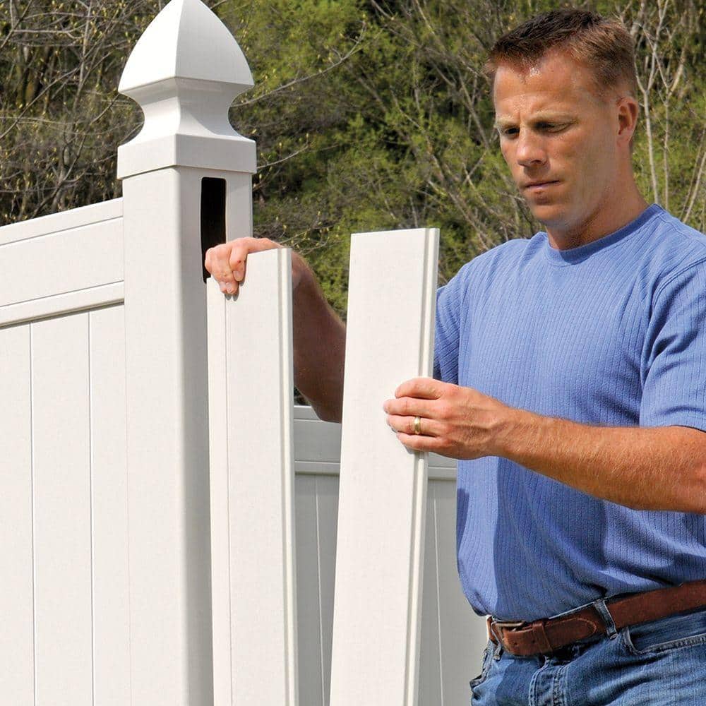 Veranda 5 in. x 5 in. x 9 ft. White Vinyl Pro Fence End Post 245315 - The Home Depot