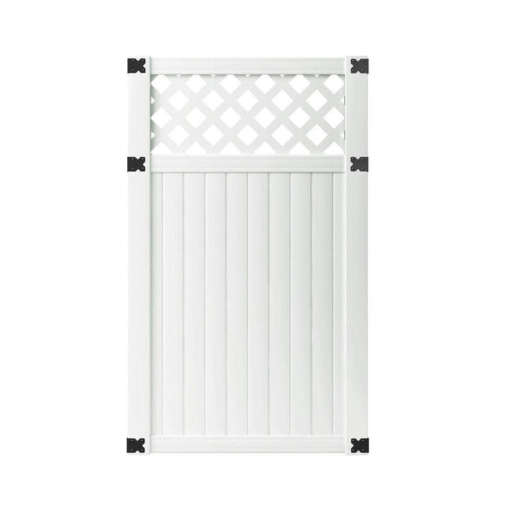 Veranda 3.5 ft. x 6 ft. White Vinyl Lewiston Lattice Top Fence Gate