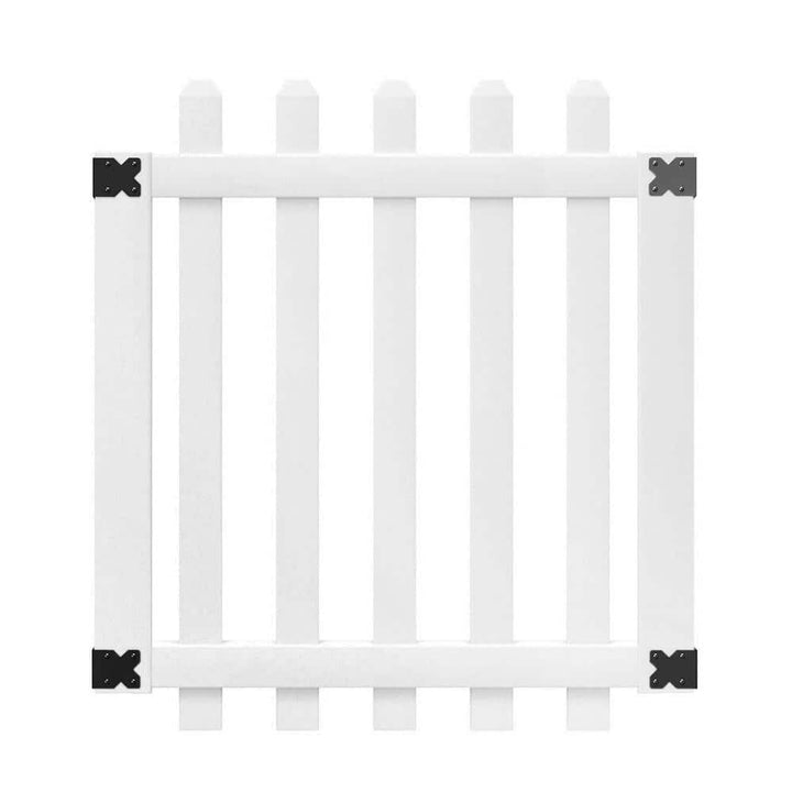 Veranda 4 ft. White Vinyl Glendale Picket Fence Gate with Dog Ear Pickets