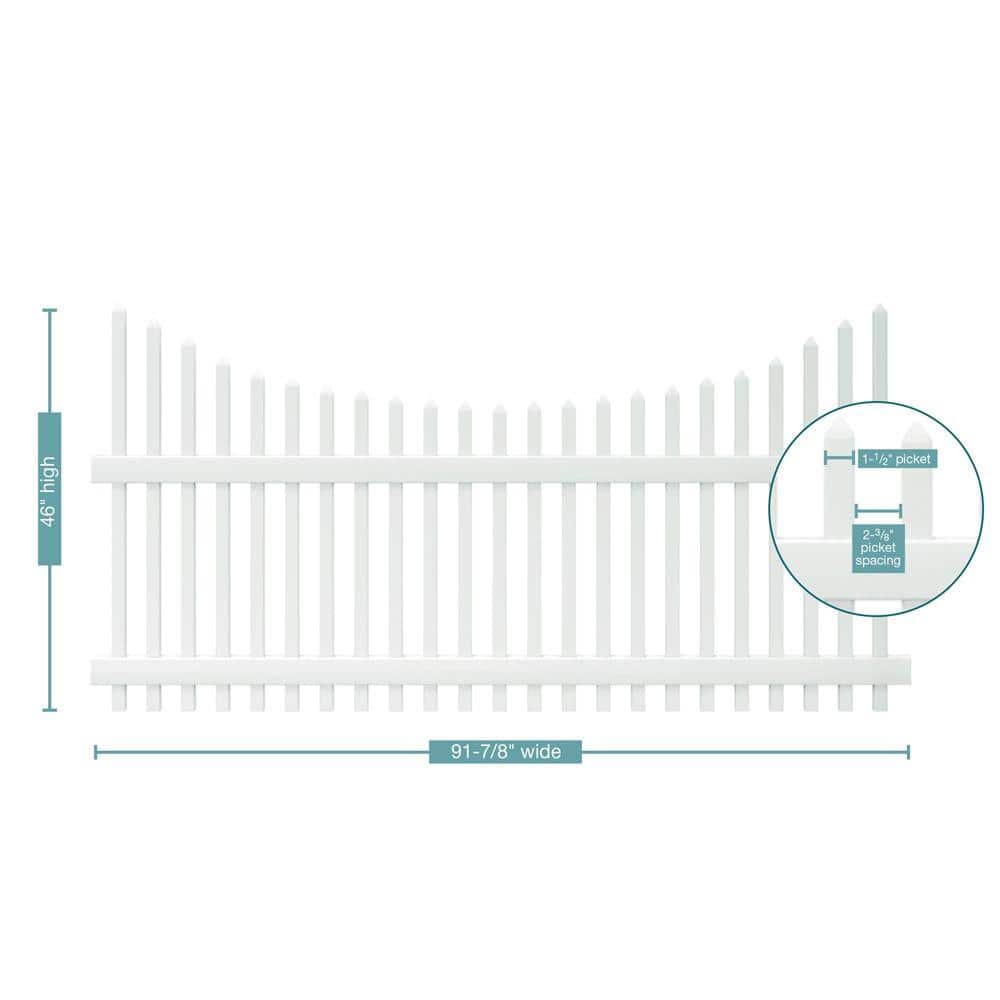 Veranda Chatham 4 ft. x 8 ft. White Vinyl Scalloped Top Picket Fence Panel
