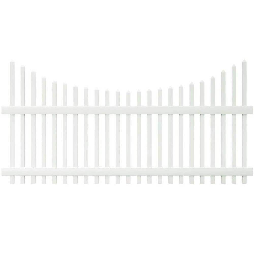 Veranda Chatham 4 ft. x 8 ft. White Vinyl Scalloped Top Picket Fence Panel