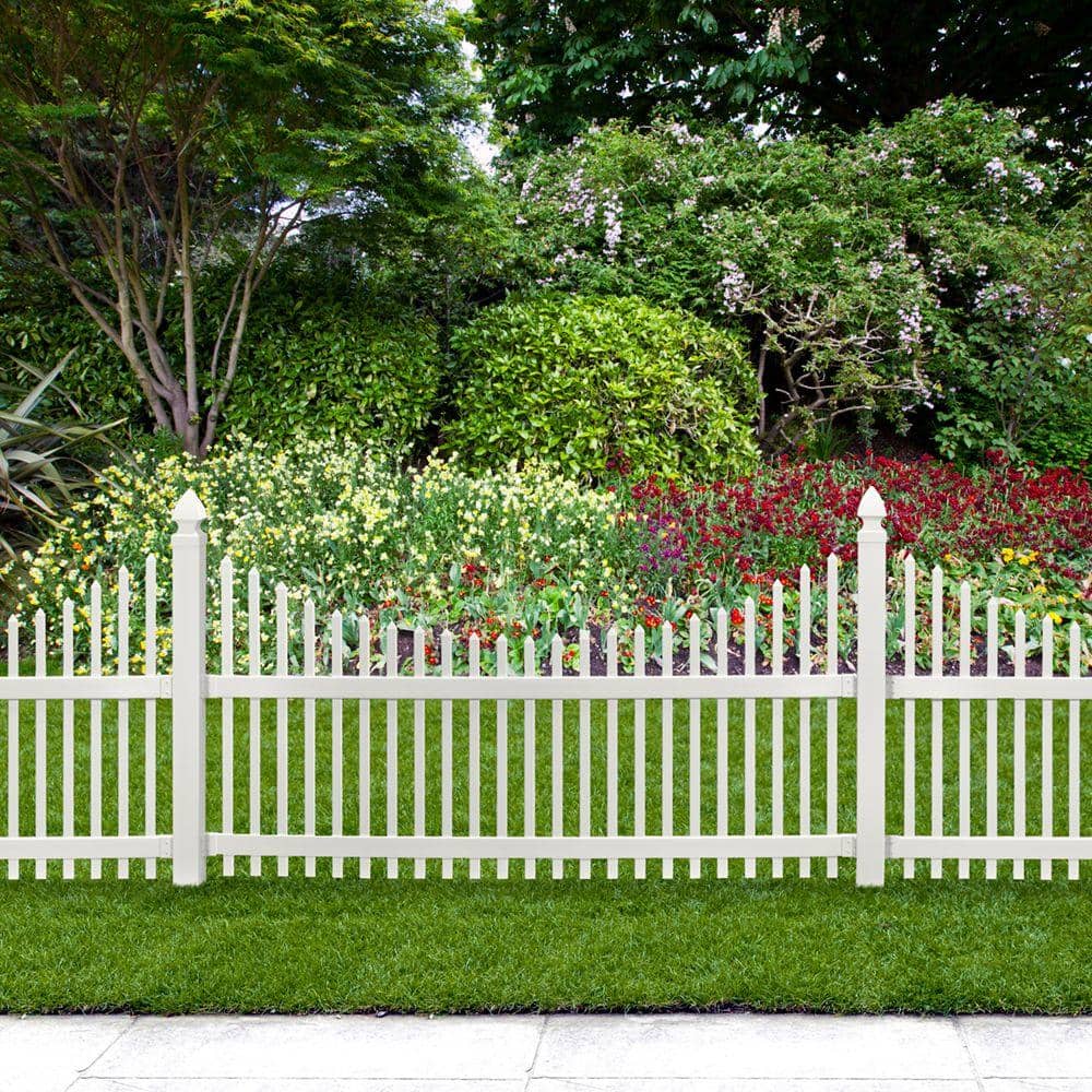 Veranda Chatham 4 ft. x 8 ft. White Vinyl Scalloped Top Picket Fence Panel