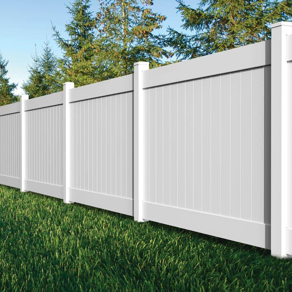 Veranda 5 in. x 5 in. x 8 ft. White Vinyl Routed Fence Line Post, image size:1000x1000