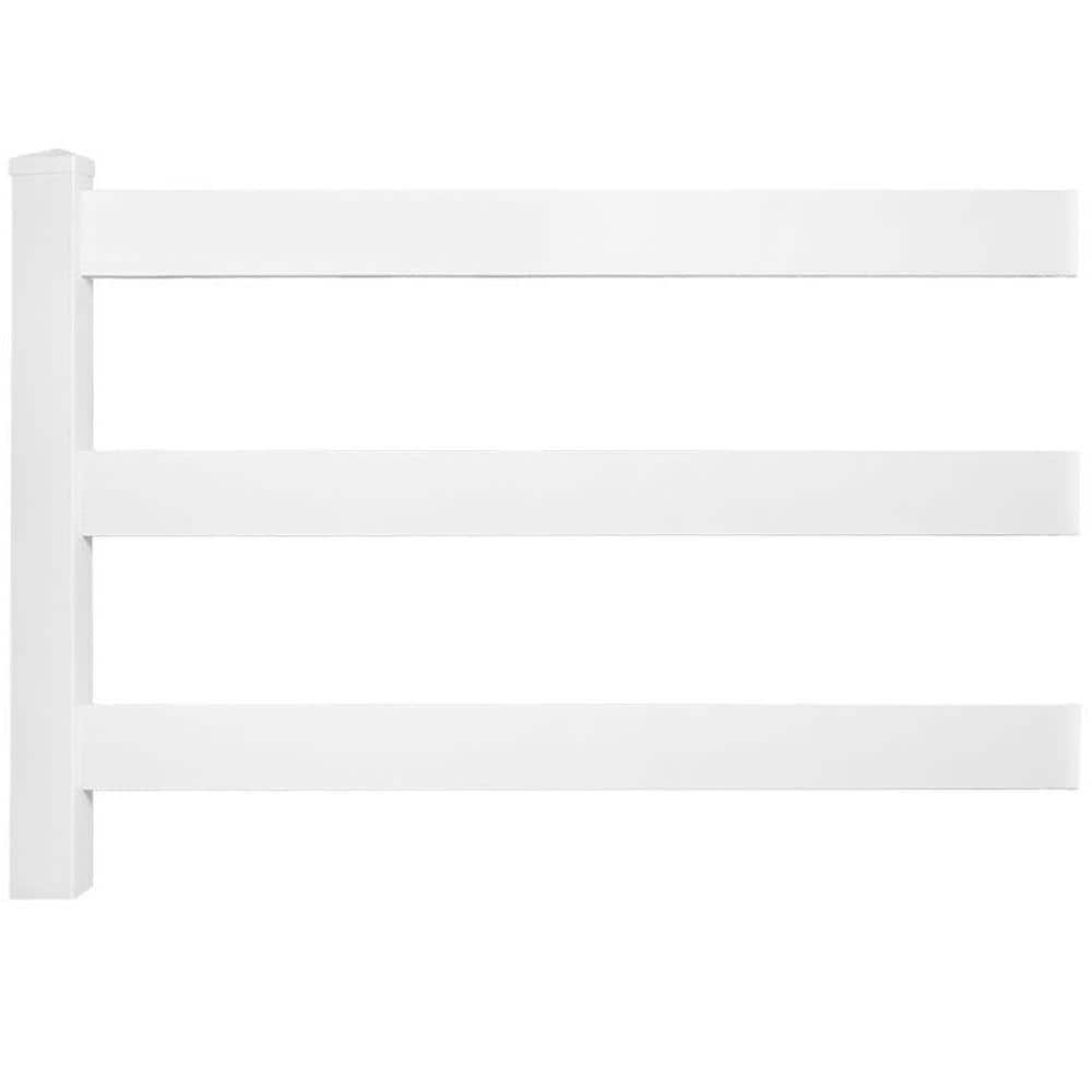 Weatherables 3-Rail White Vinyl Ranch Rail Fence Project Pack - 48 in ...