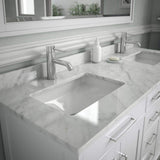 Wyndham Collection 60 in. Marble Double Basin Vanity Top with White Carrara Finish