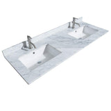 Wyndham Collection 60 in. Marble Double Basin Vanity Top with White Carrara Finish