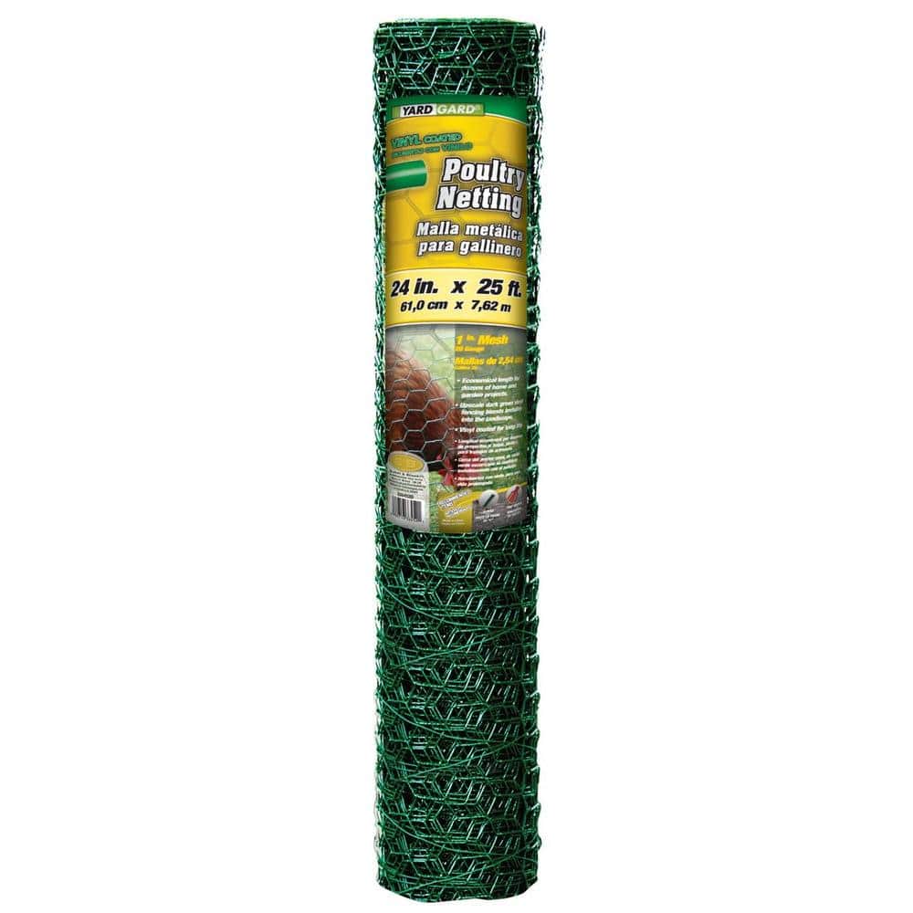 YARDGARD 1 in. Mesh x 2 ft. x 25 ft. 20-Gauge Green PVC Poultry Nettin ...
