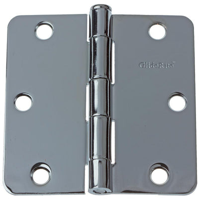 3-1/2 in. Polished Chrome Steel Door Hinges 1/4 in. Corner Radius with Screws (24-Pack) - Super Arbor