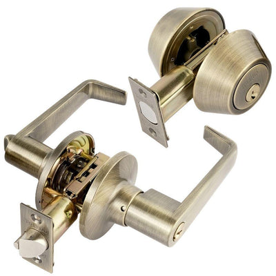 Segovia Double Cylinder Antique Brass Lever Combo Set - Super Arbor