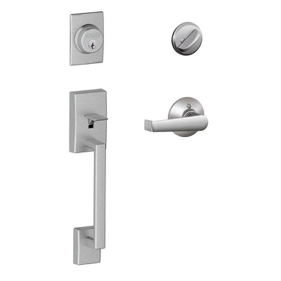 Century Satin Chrome Single Cylinder Deadbolt with Elan Lever Door Handleset - Super Arbor