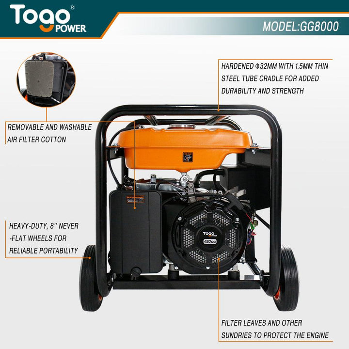 TogoPower GG8000 Portable Powered Generator 6500 Rated Watts