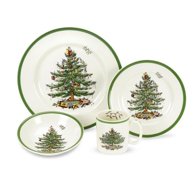 Christmas Tree 4-Piece Ceramic Dinnerware Set (Service for 1) - Super Arbor