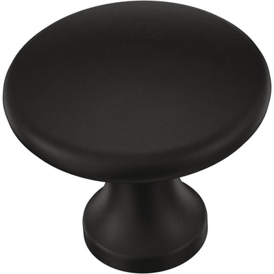 Essentials 1-1/8 in. (28mm) Matte Black Simple Round Cabinet Knob (24-Pack) - Super Arbor