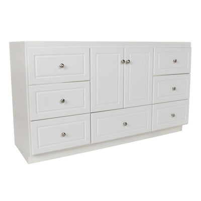 Ultraline 60 in. W x 21 in. D x 34.5 in. H Vanity for Center Basin Cabinet Only in Satin White - Super Arbor