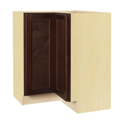 Shaker Assembled 28.5x34.5x16.5 in. Lazy Susan Corner Base Kitchen Cabinet in Java - Super Arbor