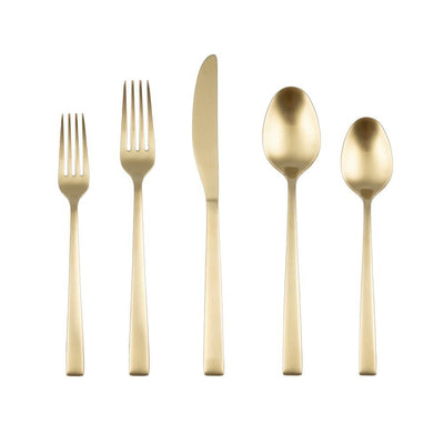 Spark Champagne Satin 18/0 20-Piece Flatware Set (Service for 4) - Super Arbor