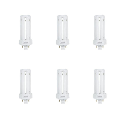 26W Equiv PL CFLNI Triple Tube 4-Pin Plug-in GX24Q-3 Base Compact Fluorescent CFL Light Bulb, Soft White 2700K (6-Pack) - Super Arbor