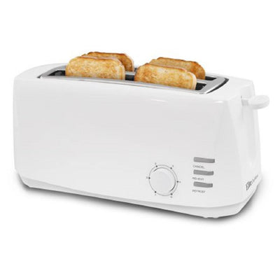 4-Slice White Long Slot Toaster with Cool-Touch Exterior - Super Arbor