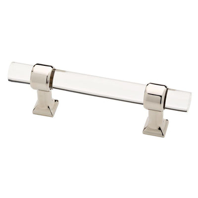 3 in. (76 mm) Center-to-Center Polished Nickel and Clear Acrylic Bar Drawer Pull - Super Arbor