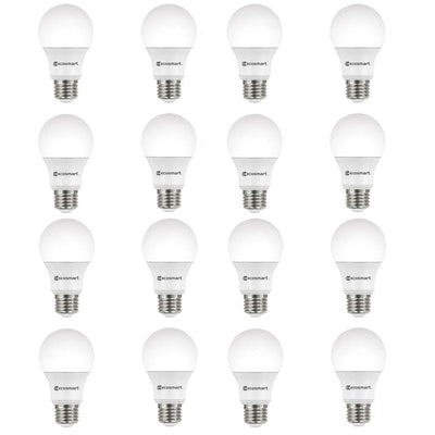EcoSmart 60-Watt Equivalent A19 Non-Dimmable CEC LED Light Bulb Soft White (16-Pack)