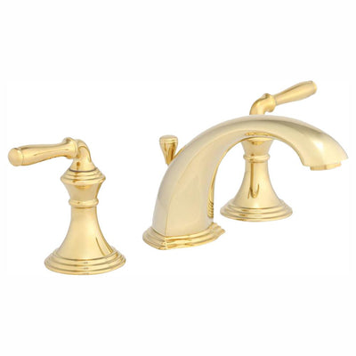 Devonshire 8 in. Widespread 2-Handle Low-Arc Bathroom Faucet in Vibrant Polished Brass - Super Arbor
