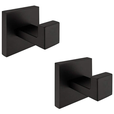 Square Bathroom Robe Hook and Towel Hook in Stainless Steel Matte Black (2-Pack) - Super Arbor