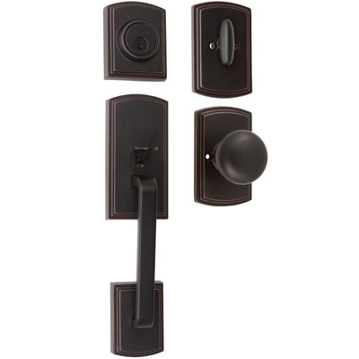 Visconti Single Cylinder Edged Bronze Door Handleset with Santo Interior - Super Arbor