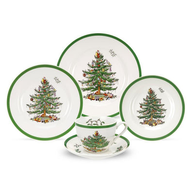 Christmas Tree 5-Piece Ceramic Dinnerware Set (Service for 1) - Super Arbor