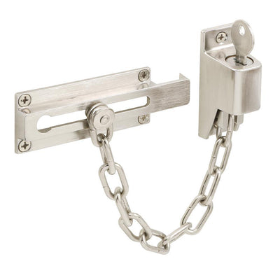 Satin Nickel, Keyed Chain Door Guard - Super Arbor