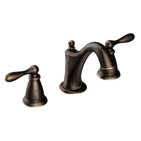Moen Caldwell Mediterranean Bronze 2-Handle Widespread WaterSense Bathroom Sink Faucet with Drain - Super Arbor