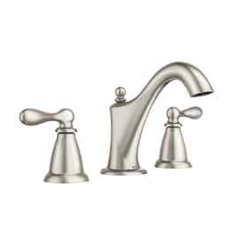 Moen Caldwell Spot Resist Brushed Nickel 2-Handle Widespread WaterSense Bathroom Sink Faucet with Drain - Super Arbor