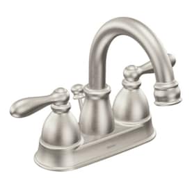 New Lower Price; Moen Caldwell Spot Resist Brushed Nickel 2-Handle 4-in Centerset WaterSense Bathroom Sink Faucet with Drain - Super Arbor