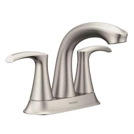 New Lower Price; Moen Graeden Spot Resist Brushed Nickel 2-Handle 4-in Centerset WaterSense Bathroom Sink Faucet with Drain - Super Arbor