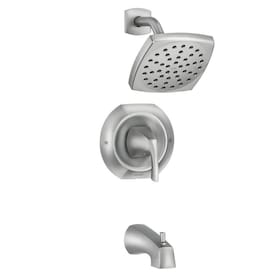 Moen Lindor Spot Resist Brushed Nickel 1-Handle Bathtub and Shower Faucet with Valve - Super Arbor