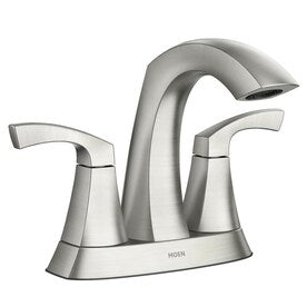 Moen Lindor Spot Resist Brushed Nickel 2-Handle 4-in Centerset WaterSense Bathroom Sink Faucet with Drain - Super Arbor