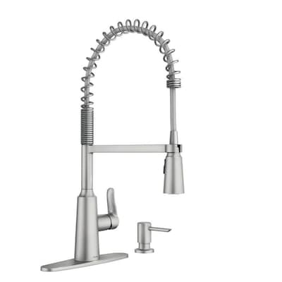 Moen Edwyn Spot Resist Stainless 1-Handle Deck Mount Pull-Down Handle/Lever Commercial/Residential Kitchen Faucet (Deck Plate Included)