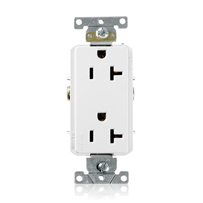 Decora Plus 20 Amp Industrial Grade Duplex Outlet, White - Super Arbor