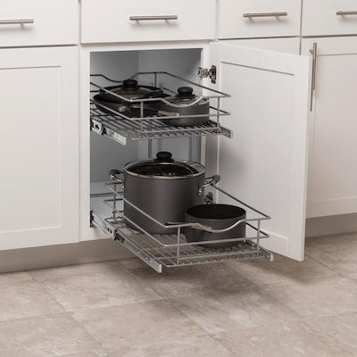 Simply Put 14-in W x 19.1875-in H 2-Tier Pull Out Metal Soft Close Cabinet Organizer