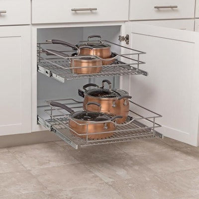 Simply Put 20.5-in W x 14.6875-in H 2-Tier Pull Out Metal Soft Close Cabinet Organizer