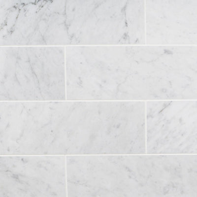 Ivy Hill Tile White Carrara 4 in. x 12 in. x 9mm Polished Marble Subway Tile (30 pieces / 10 sq. ft. / box) - Super Arbor