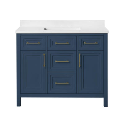 Mayfield 42 in. W x 22 in. D Vanity in Grayish Blue with Cultured Marble Vanity Top in White with White Basin - Super Arbor