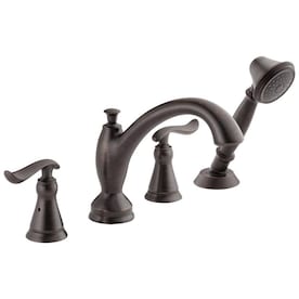 Delta Linden Venetian Bronze 2-Handle Residential Deck Mount Roman Bathtub Faucet with Hand Shower - Super Arbor