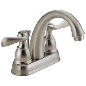 Delta Windemere Brushed Nickel 2-Handle 4-in Centerset WaterSense Bathroom Sink Faucet with Drain - Super Arbor