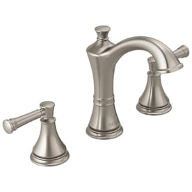 Delta Valdosta Spotshield Brushed Nickel 2-Handle Widespread WaterSense Bathroom Sink Faucet with Drain - Super Arbor