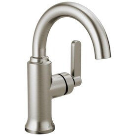 Delta Alux Spotshield Brushed Nickel 1-Handle Single Hole WaterSense Bathroom Sink Faucet with Drain - Super Arbor